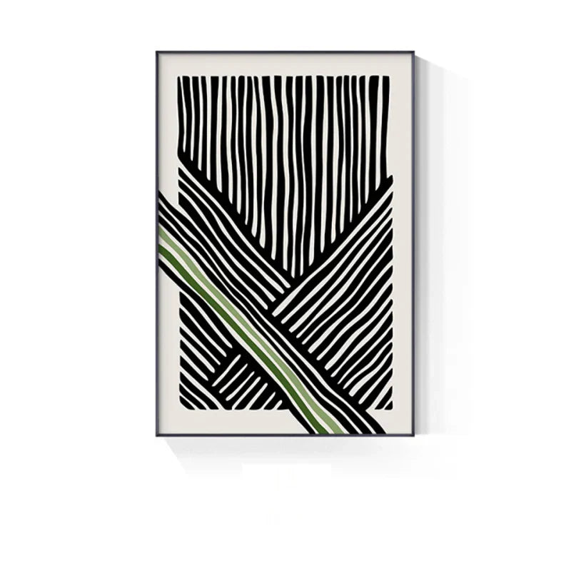 Abstract Grünes Geometrisches Linienkunst Wandkunst Fine Art Leinwanddrucke Bilder Für Modernes Apartment Wohnzimmer Home Office Kunst Dekor | Karnz