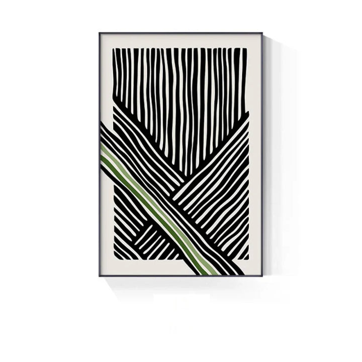 Abstract Grünes Geometrisches Linienkunst Wandkunst Fine Art Leinwanddrucke Bilder Für Modernes Apartment Wohnzimmer Home Office Kunst Dekor | Karnz