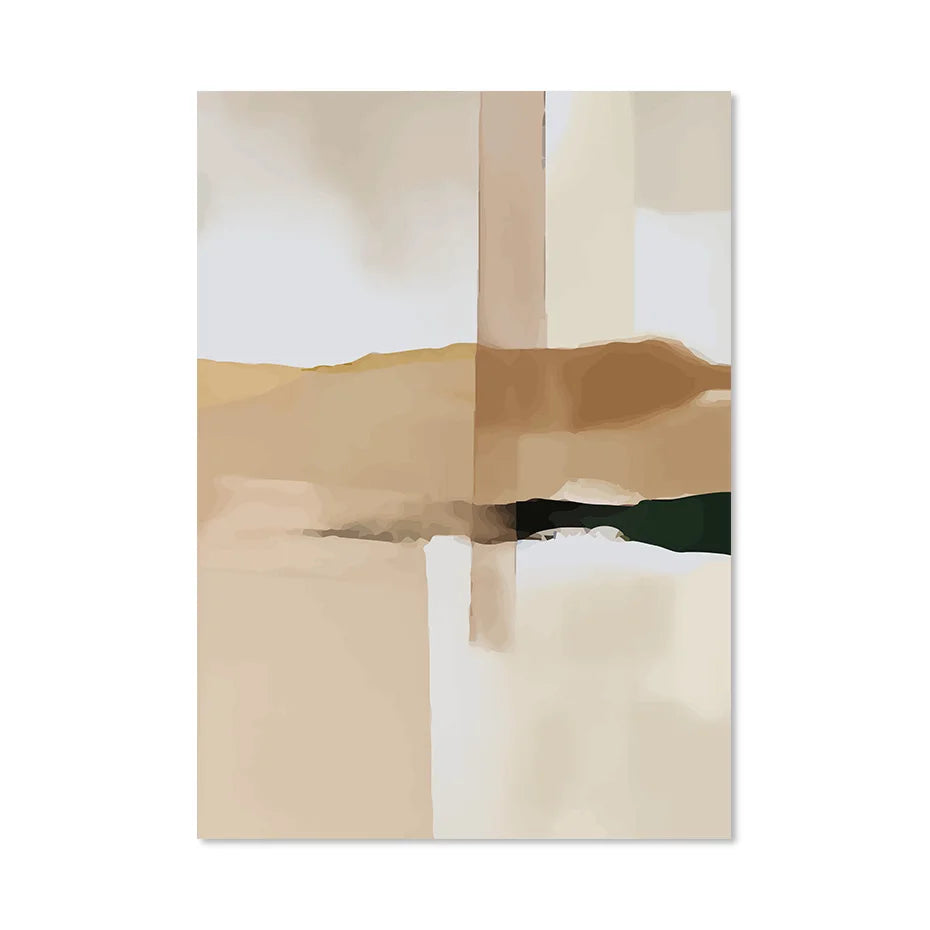 Neutrale Farbblock Beige Schwarz Wandkunst Fine Art Leinwanddrucke Moderne abstrakte Bilder für Wohn- und Schlafzimmer Kunstdekoration | Karnz