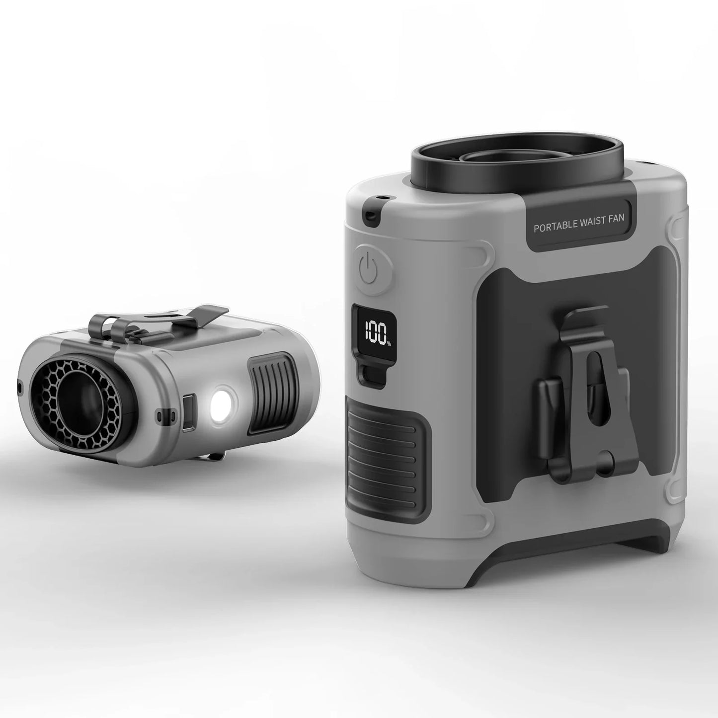 20000mAh tragbarer Hüftventilator – Hängender Nackenventilator mit Powerbank, starker Wind, LED-Beleuchtung für Sport, Kurier, Außenarbeit | Karnz