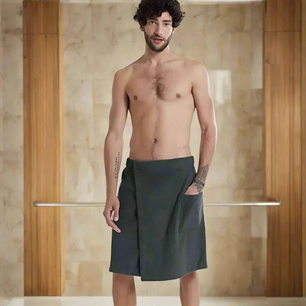 Tragbarer Bademantel – Weiches und vielseitiges Badetuch mit Taschen für Sauna, Strand und Fitness