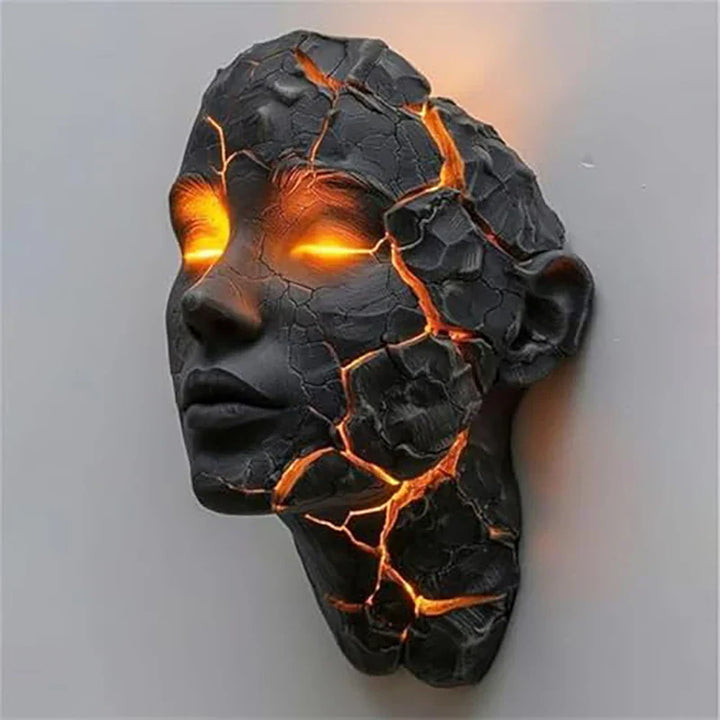 Vulkanische Gesichts Lava Riss Wandkunst Lampe | Karnz