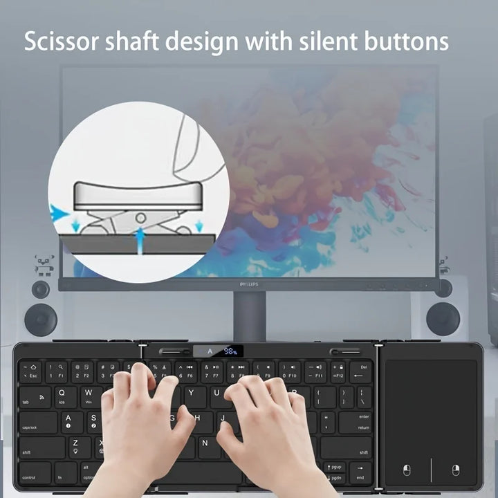 Karnz | Faltbare RGB Drahtlose Eingebautes Touchpad Hintergrundbeleuchtete Reise Tastatur
