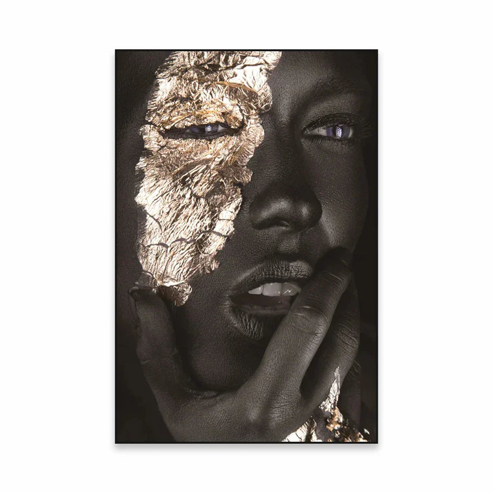 Golden Girl Fashion Wandkunst Fine Art Leinwanddrucke Moderne Abstrakte Porträtbilder Für Wohnzimmer Schlafzimmer Boutique Salon Kunstdekoration | Karnz