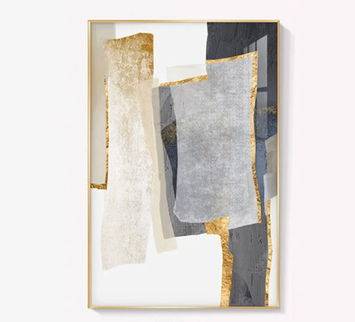 Nordic Abstract Geomorphe Neutrale Farben Golden Beige Grau Wandkunst Fine Art Leinwanddrucke Bilder Für Moderne Wohnung Wohnzimmer Dekor | Karnz