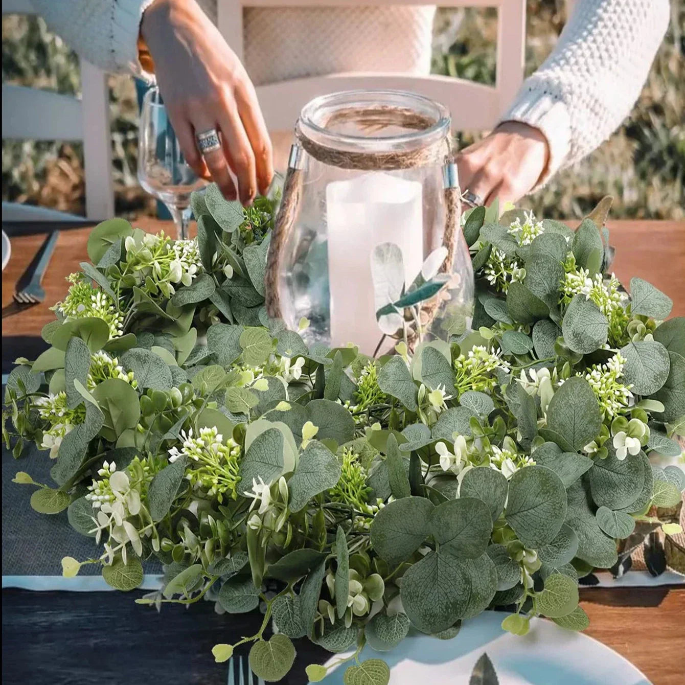 Girlande – EucaGreen – Künstlicher Eukalyptus – 2-teiliges Set