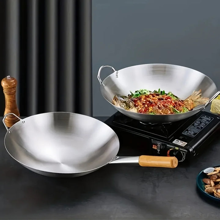 ChefMaster – Große Edelstahl-Wok mit Doppelgriffen Karnz