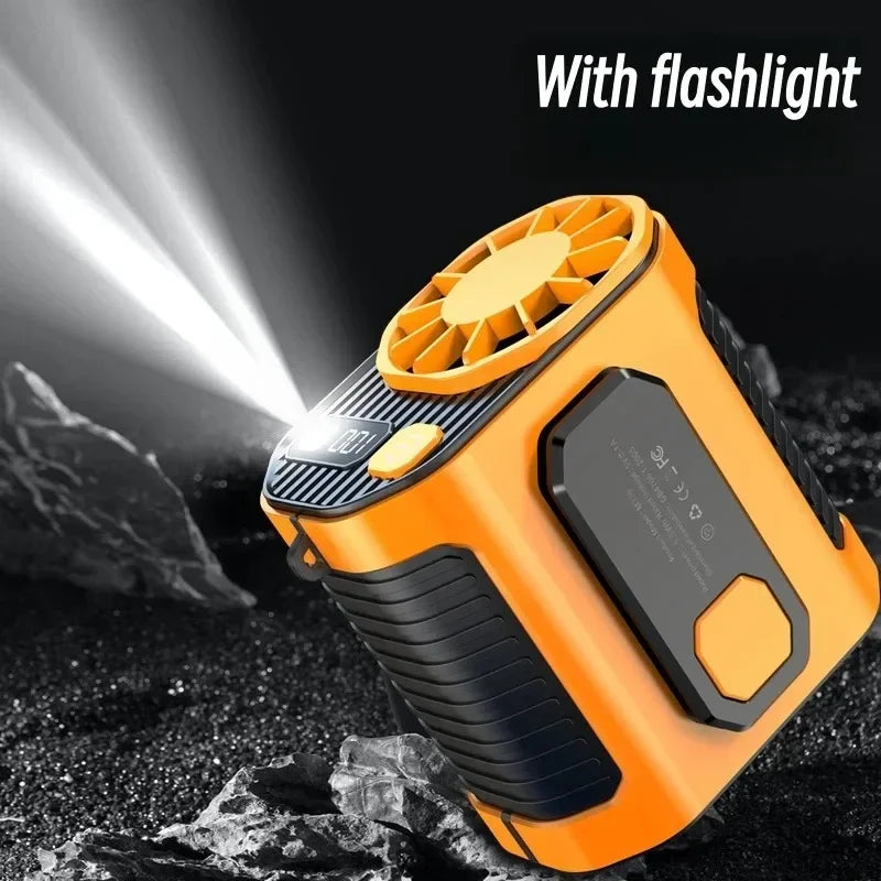 20000mAh Tragbarer Taillenventilator - Starker Wind Hängender Nackenventilator mit Powerbank und LED-Beleuchtung für Outdoor-Sport und Arbeit | Karnz