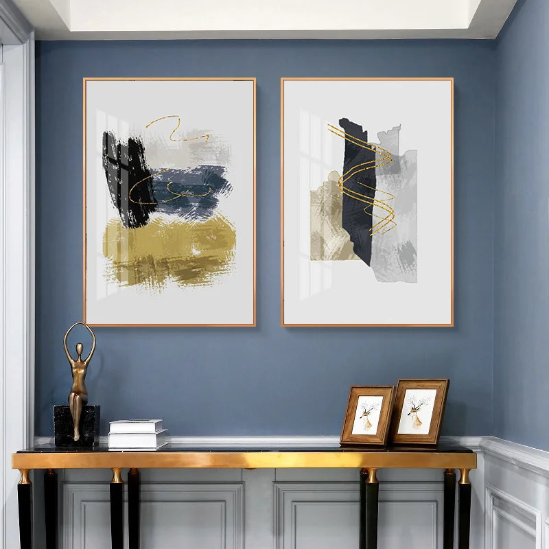 Neutrale Farbe Blau Beige Schwarz Nordisch Abstrakte Wandkunst Feine Kunst Leinwand Drucke Poster Bilder Für Wohnzimmer Schlafzimmer Kunst Dekor | Karnz