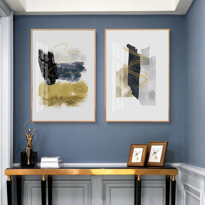 Neutrale Farbe Blau Beige Schwarz Nordisch Abstrakte Wandkunst Feine Kunst Leinwand Drucke Poster Bilder Für Wohnzimmer Schlafzimmer Kunst Dekor | Karnz