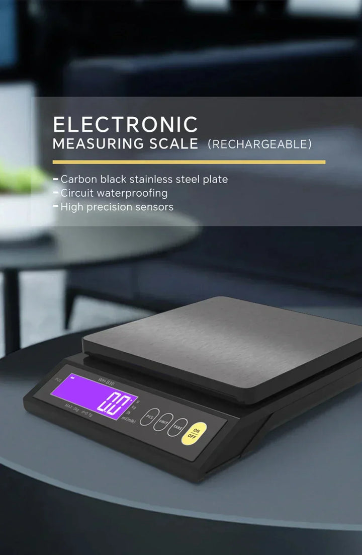 Karnz | 5 kg/0,1 g und 10 kg/1 g digitale elektronische Küchenwaage, LCD-Display, voll wasserdichtes Edelstahl-Waagetool zum Backen