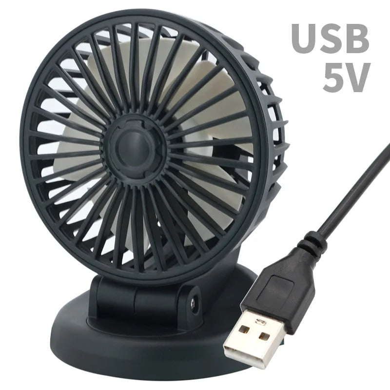 360° Verstellbarer Auto-Lüfter - 3-Kopf Automobil Elektroventilator - USB/12V/24V - 2 Geschwindigkeiten - Leises Kühlen für Zuhause, Schreibtisch, Büro & Auto | Karnz