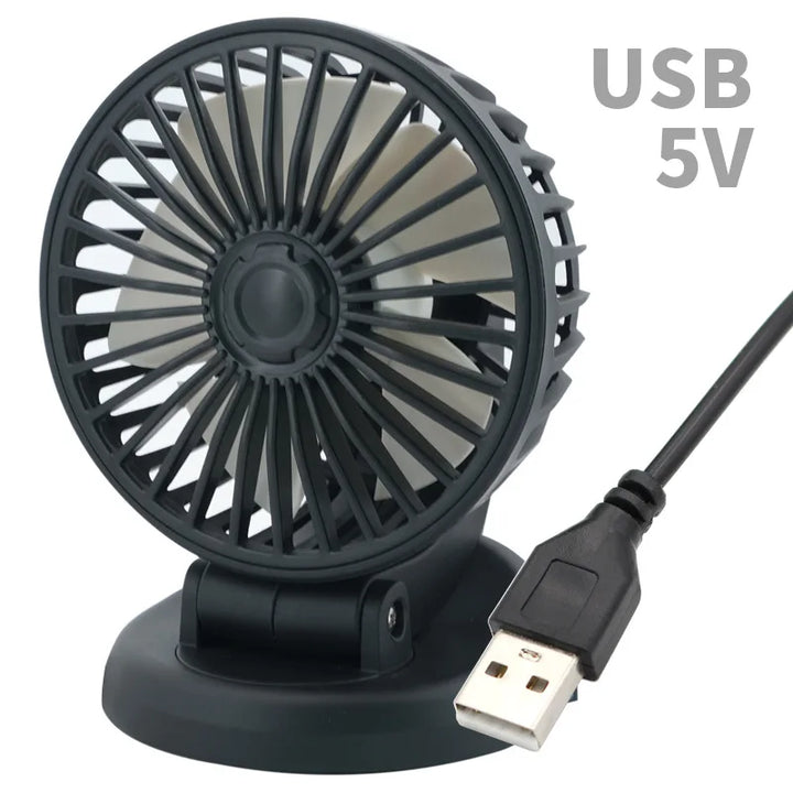 360° Verstellbarer Auto-Lüfter - 3-Kopf Automobil Elektroventilator - USB/12V/24V - 2 Geschwindigkeiten - Leises Kühlen für Zuhause, Schreibtisch, Büro & Auto | Karnz