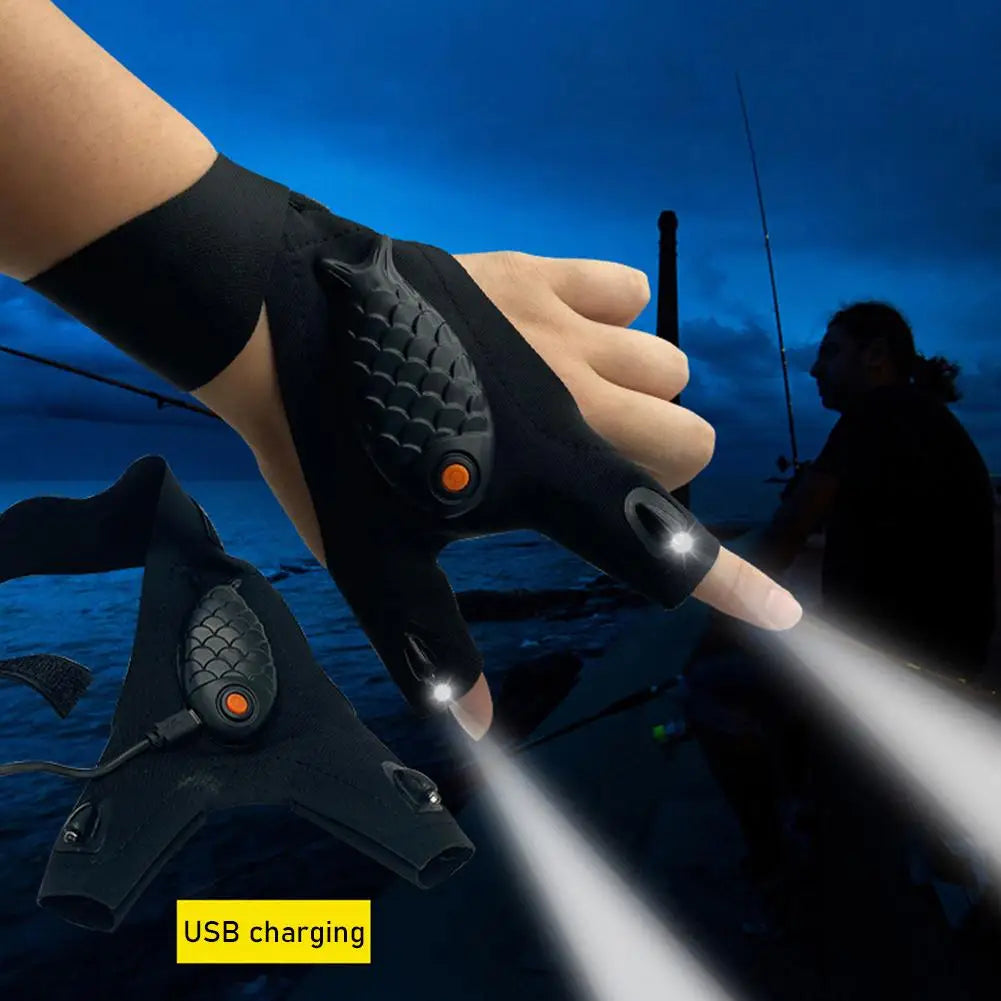 Wiederaufladbare Fingerlose Reparatur Angel LED Handschuhe | Karnz