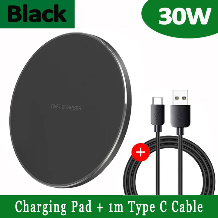 Karnz | 30W Schnelles kabelloses Ladepad | Premium USB C Ladekabel MagSafe Ladegerät für Apple iPhone, Samsung & Android - Fast Wireless Charging Pad