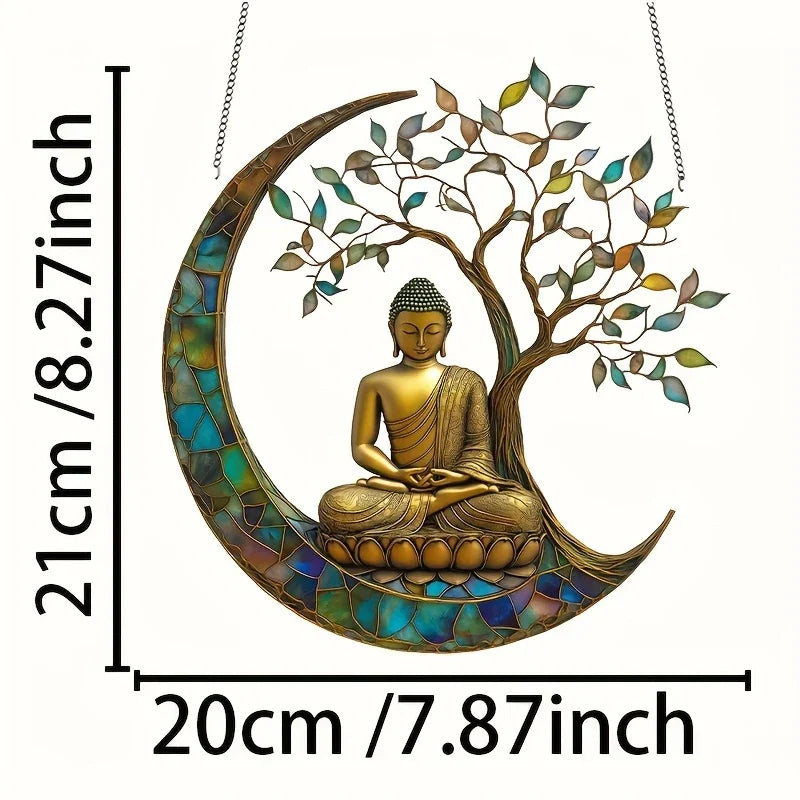 Karnz | Acryl Sonnenfänger ZenLight | 2D Buddha Dekor | Fenster- & Wohnaccessoire | Spirituelles Raumdesign
