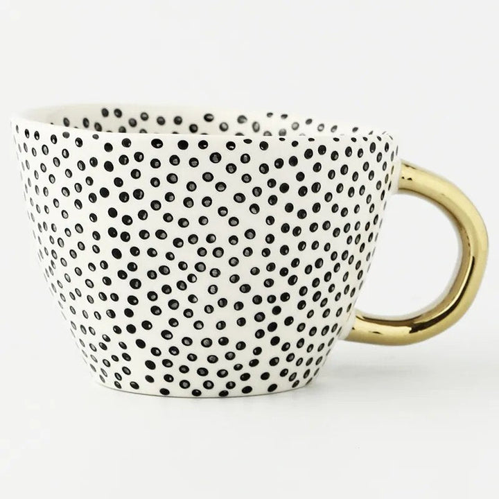 Premium Geometrische Keramiktasse mit Goldgriff – Erheben Sie Ihr tägliches Getränk