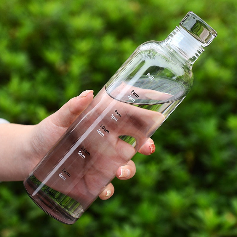 Karnz | Zeit Skala hitzebeständiger Glas Wasserflasche