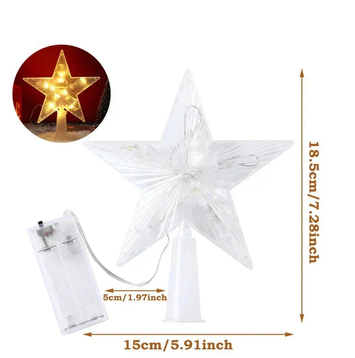 Leuchtender Weihnachtsstern – LED Beleuchtete Baumspitze für Weihnachtsbaum, Funkelnder Christbaumschmuck für festliche Beleuchtung und elegante Deko | Karnz