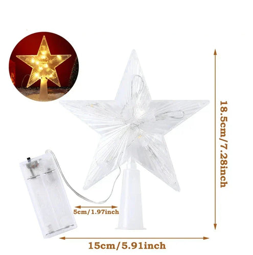 Leuchtender Weihnachtsstern – LED Beleuchtete Baumspitze für Weihnachtsbaum, Funkelnder Christbaumschmuck für festliche Beleuchtung und elegante Deko | Karnz