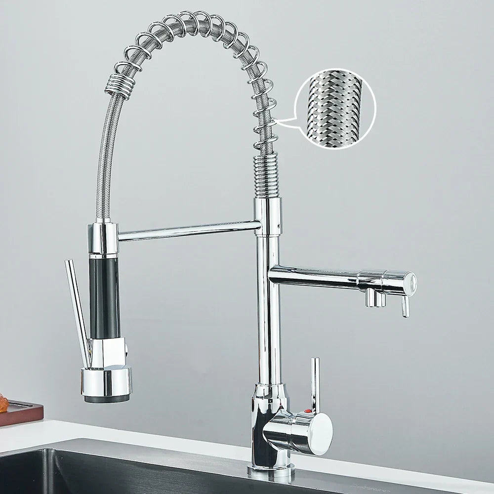 Wasserhahn mit Doppeltem Auslauf – Hochwertiger Wasserhahn für Flexibles Spülen, Schwenkbar, Ideal für Moderne Küchen, Leicht zu Reinigen und Einfache Montage | Karnz