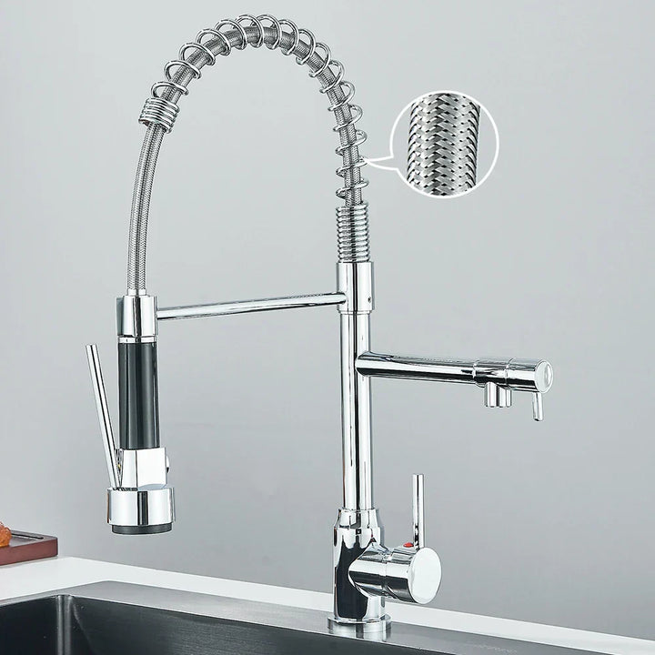 Wasserhahn mit Doppeltem Auslauf – Hochwertiger Wasserhahn für Flexibles Spülen, Schwenkbar, Ideal für Moderne Küchen, Leicht zu Reinigen und Einfache Montage | Karnz