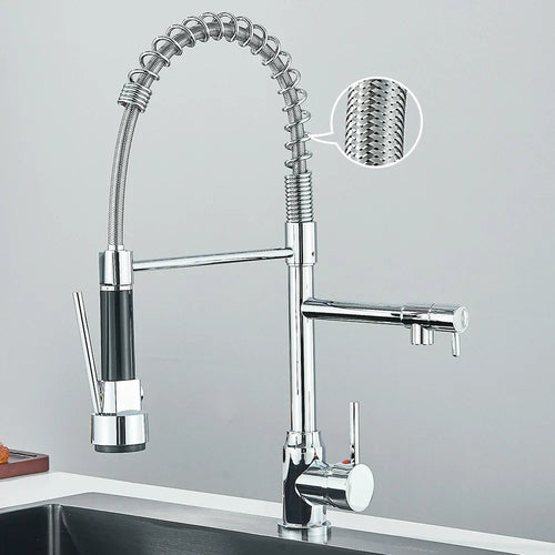 Wasserhahn mit Doppeltem Auslauf – Hochwertiger Wasserhahn für Flexibles Spülen, Schwenkbar, Ideal für Moderne Küchen, Leicht zu Reinigen und Einfache Montage | Karnz
