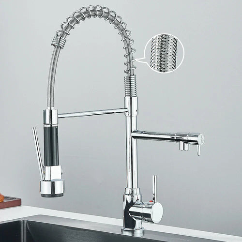 Wasserhahn mit Doppeltem Auslauf – Hochwertiger Wasserhahn für Flexibles Spülen, Schwenkbar, Ideal für Moderne Küchen, Leicht zu Reinigen und Einfache Montage | Karnz
