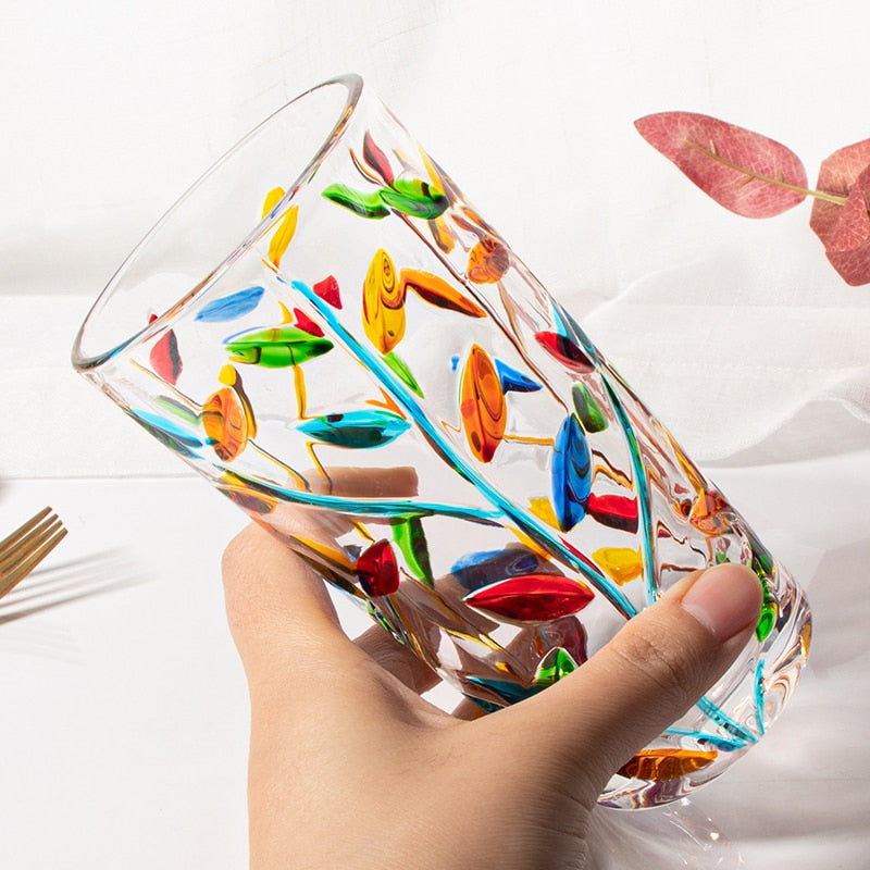 Handgemalte Blattglas-Tasse | Karnz