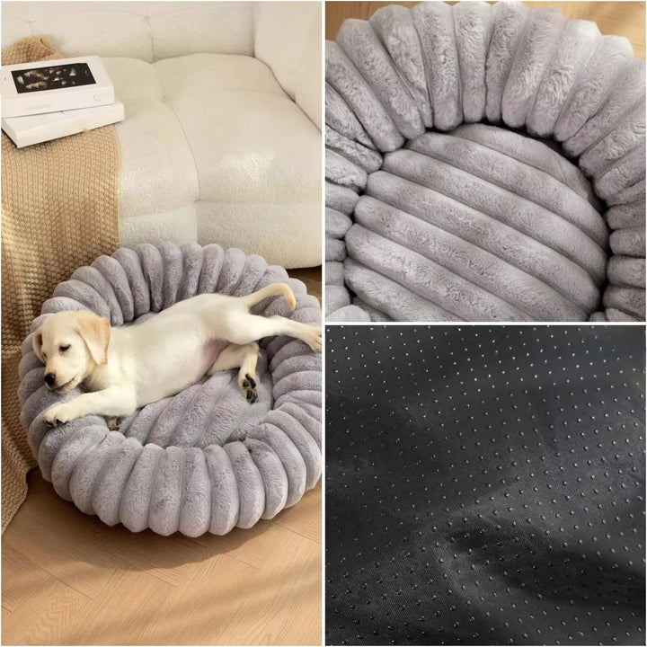 Runder Donut-Hundebett aus Plüsch mit rutschfester Unterseite Karnz