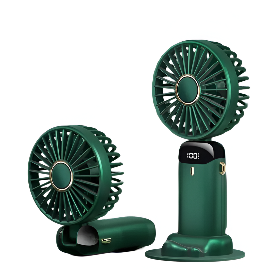 Wiederaufladbarer Handheld Mini Ventilator | 5-Geschwindigkeits, 90-Grad verstellbar & leise für Büro, Zuhause & Außenbereich | Karnz