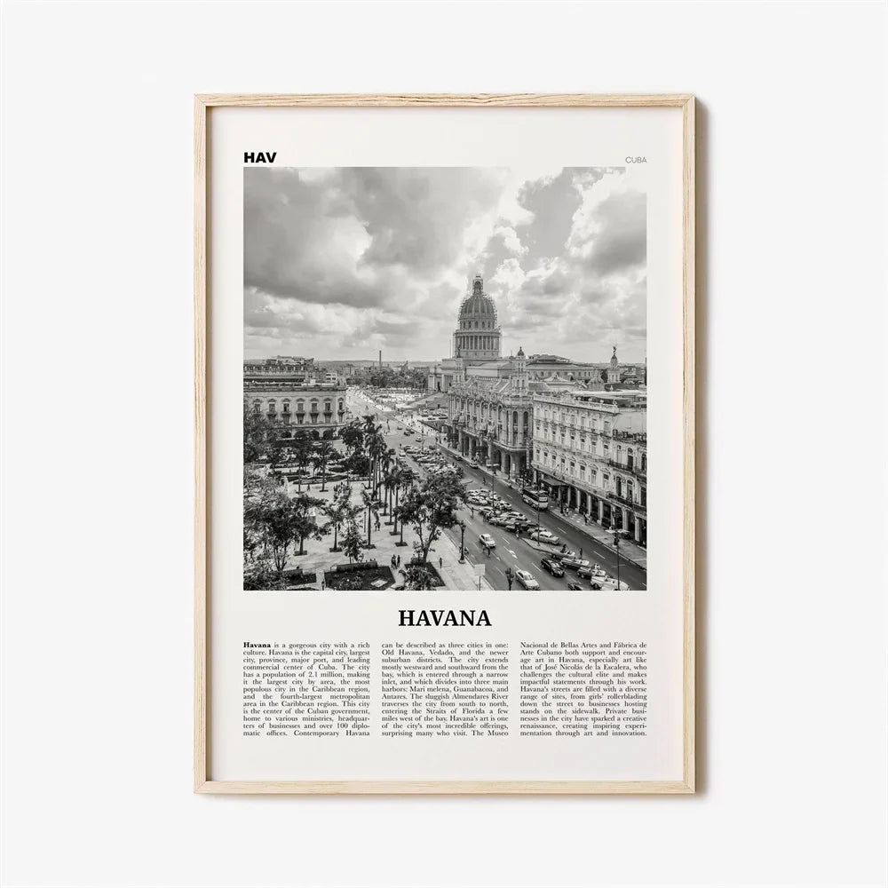 Cuba Havana Schwarz & Weiß Reiseplakat Wandkunst Feine Kunst Leinwanddrucke Bilder Für Wohnzimmer Esszimmer | Karnz