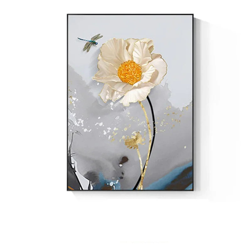 Moderne abstrakte florale Wandkunst Fine Art Leinwanddrucke blaue graue botanische Bilder für Wohnzimmer Schlafzimmer Wandkunst Dekor