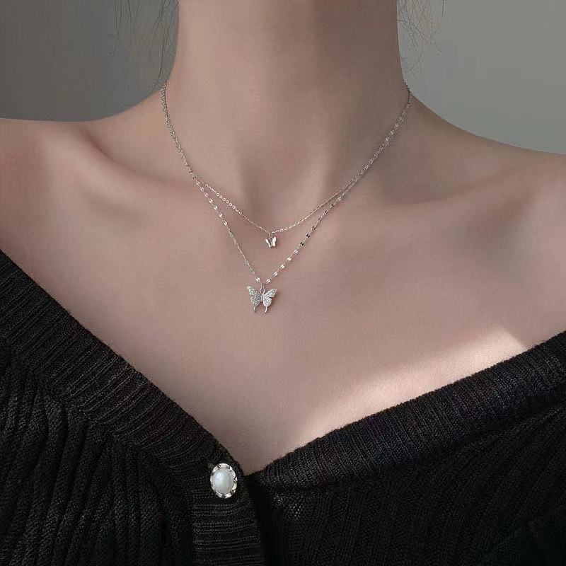 Karnz | Dreamy Wings Silber Doppellagige Halskette