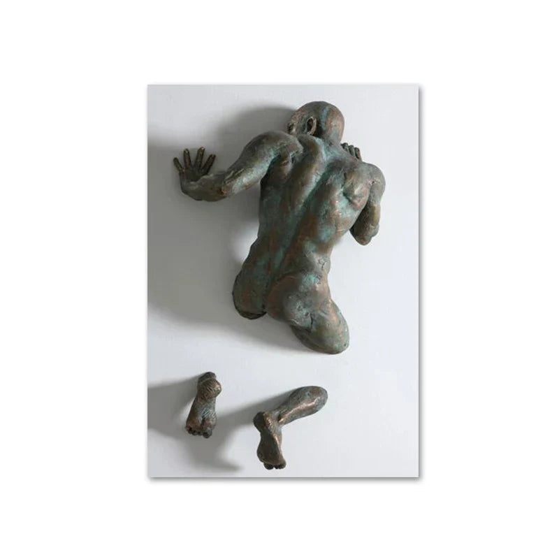 Moderne urbane abstrakte Eisenstatue Wandkunst Fine Art Leinwanddrucke 3D-Visualisierung Figurenkunst Bilder für minimalistische Wohnungswanddekoration | Karnz