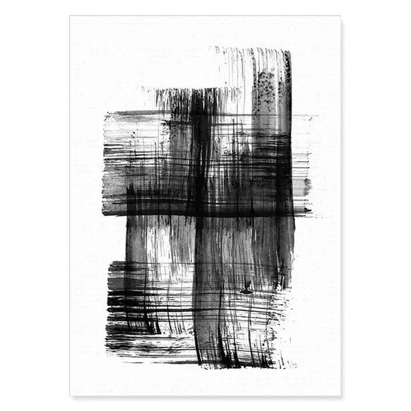 Schwarz Weiß Wandkunst Minimalistisch Abstract Tinte Pinsel Striche Fine Art Leinwanddrucke Poster Bilder Für Wohnzimmer Home Office Kunst Dekor | Karnz