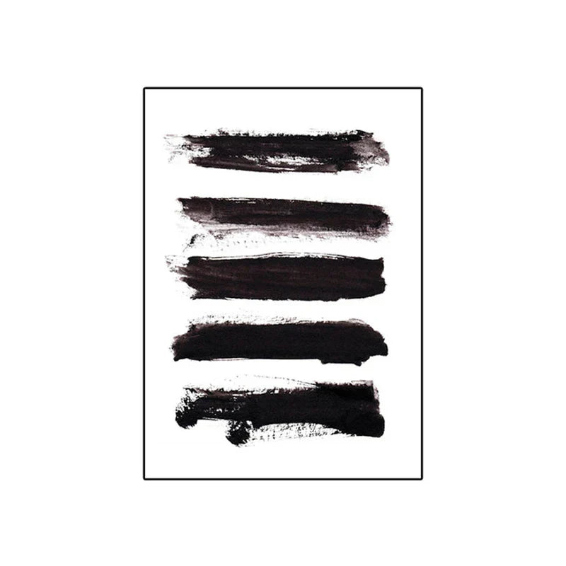 Schwarz Weiß Wandkunst Minimalistisch Abstract Tinte Pinsel Striche Fine Art Leinwanddrucke Poster Bilder Für Wohnzimmer Home Office Kunst Dekor | Karnz