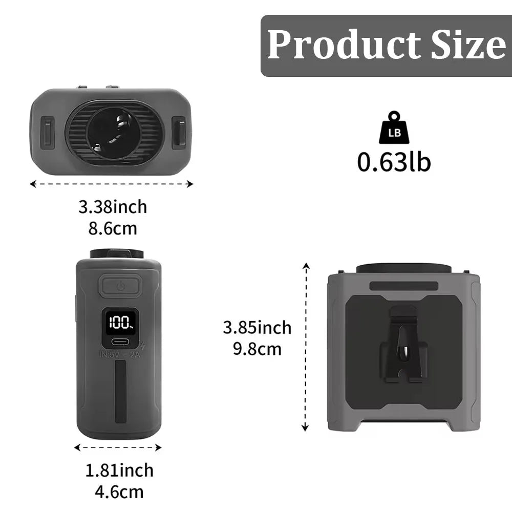 10000mAh Taillenklem Ventilator mit Power Bank – Tragbarer Freisprech-Akku Ventilator | 5-Geschwindigkeits-Kühlung, Batteriestatusanzeige, USB-Ladung, Tragbarer Ventilator für den Außenbereich | Karnz