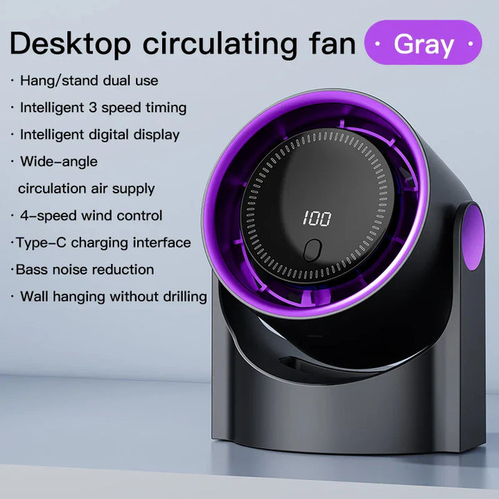 Karnz | Airiqo bladeless USB-Ventilator | 100 Stufen | Flüsterleise & energieeffizient | Tragbar & wandmontierbar