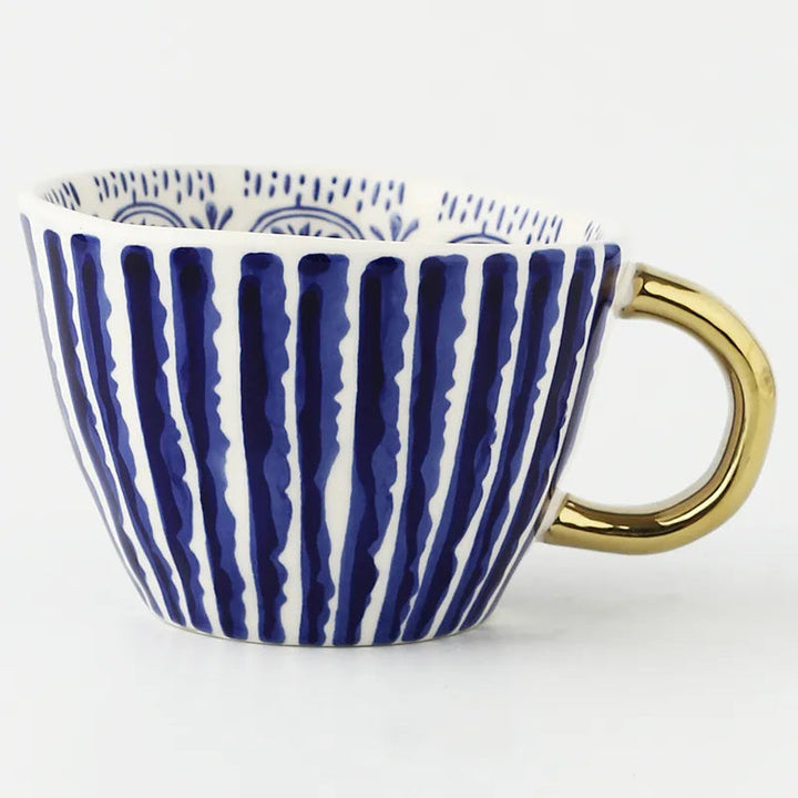 Premium Geometrische Keramiktasse mit Goldgriff – Erheben Sie Ihr tägliches Getränk