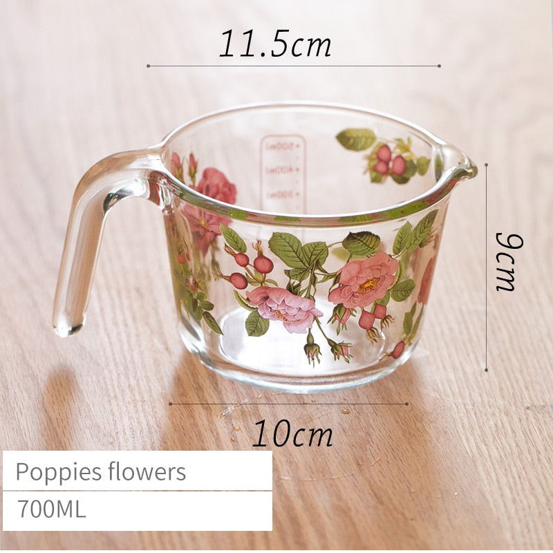 Retro Flowers Messbecher mit Deckel
