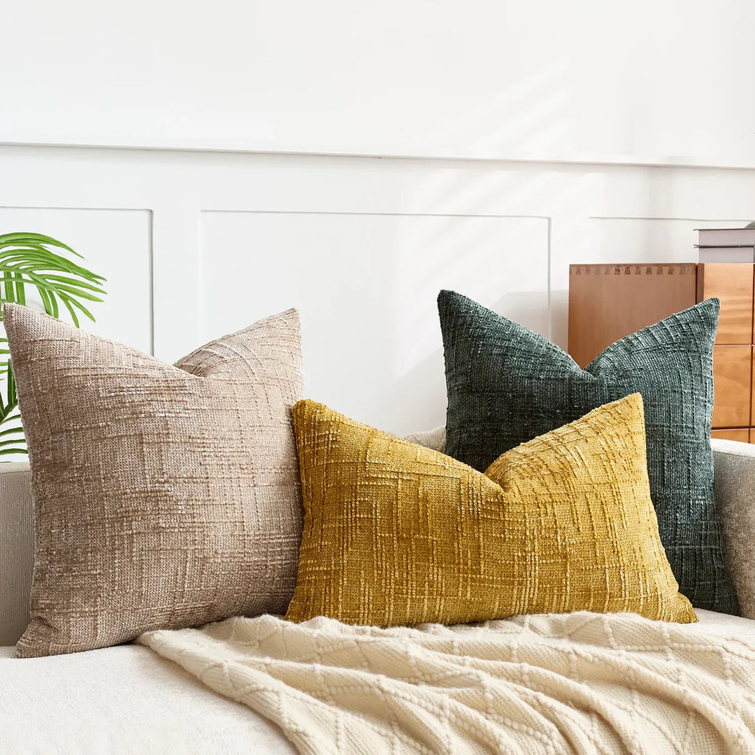 Chenille Sofa Kissenbezug – Weiches einfarbiges Design | Elegante Dekoration für Wohnzimmer & Schlafzimmer | Karnz