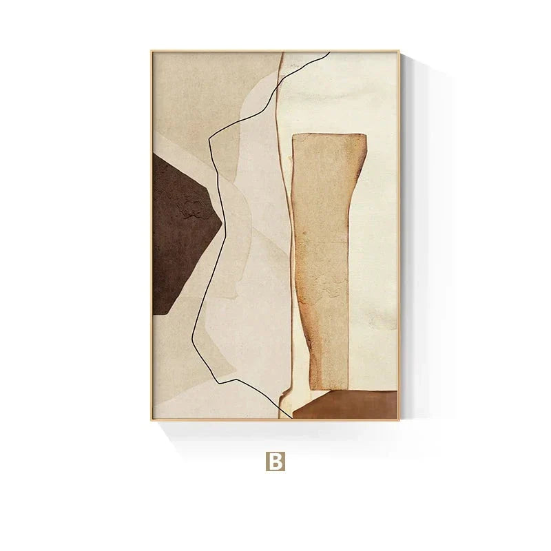 Nordic Abstract Braun Beige Geometrisch Farbblock Wandkunst Feine Kunst Leinwanddrucke Neutrale Töne Bilder Für Wohnzimmer Büro Dekor | Karnz