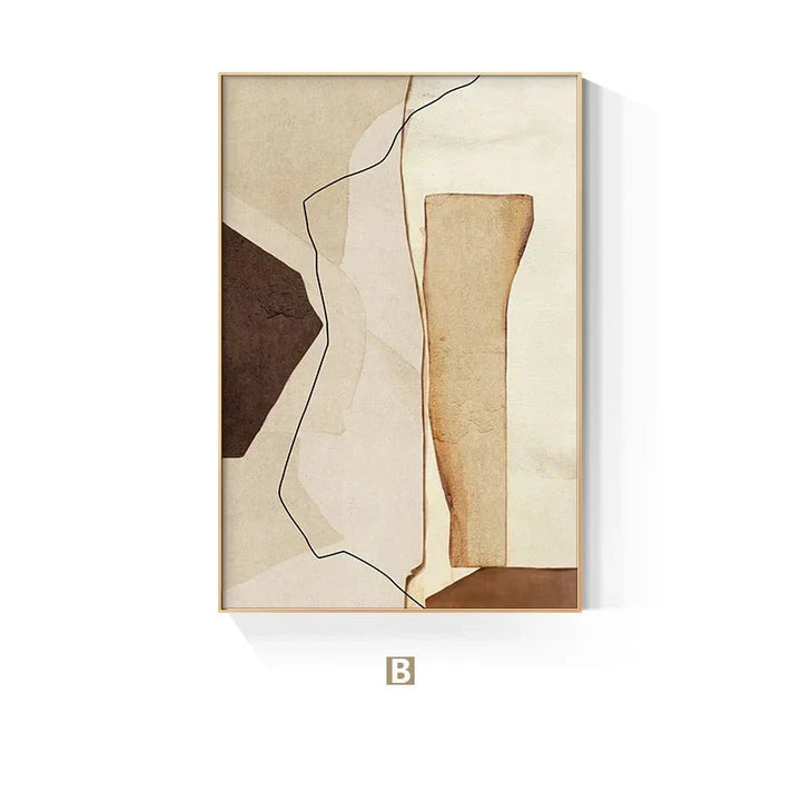 Nordic Abstract Braun Beige Geometrisch Farbblock Wandkunst Feine Kunst Leinwanddrucke Neutrale Töne Bilder Für Wohnzimmer Büro Dekor | Karnz