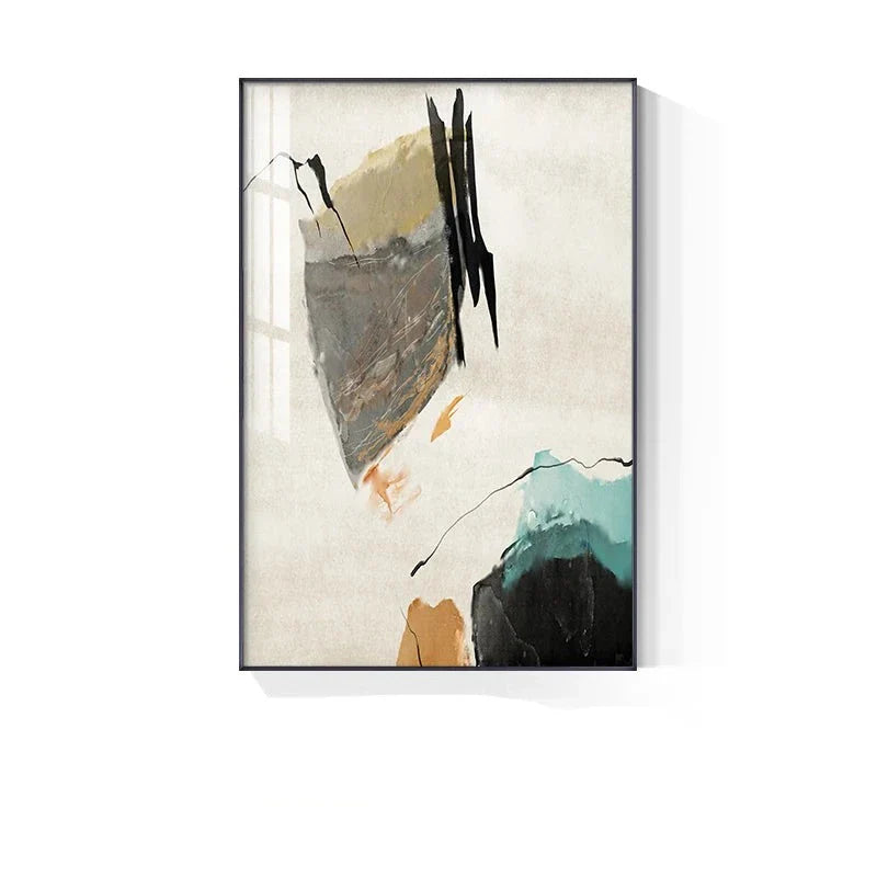 Farbenfrohe Minimalistische Abstrakte Wandkunst Feine Kunst Leinwanddrucke Orange Gelb Schwarz Beige Bilder Für Wohnzimmer Esszimmer Nordische Heimdekoration | Karnz
