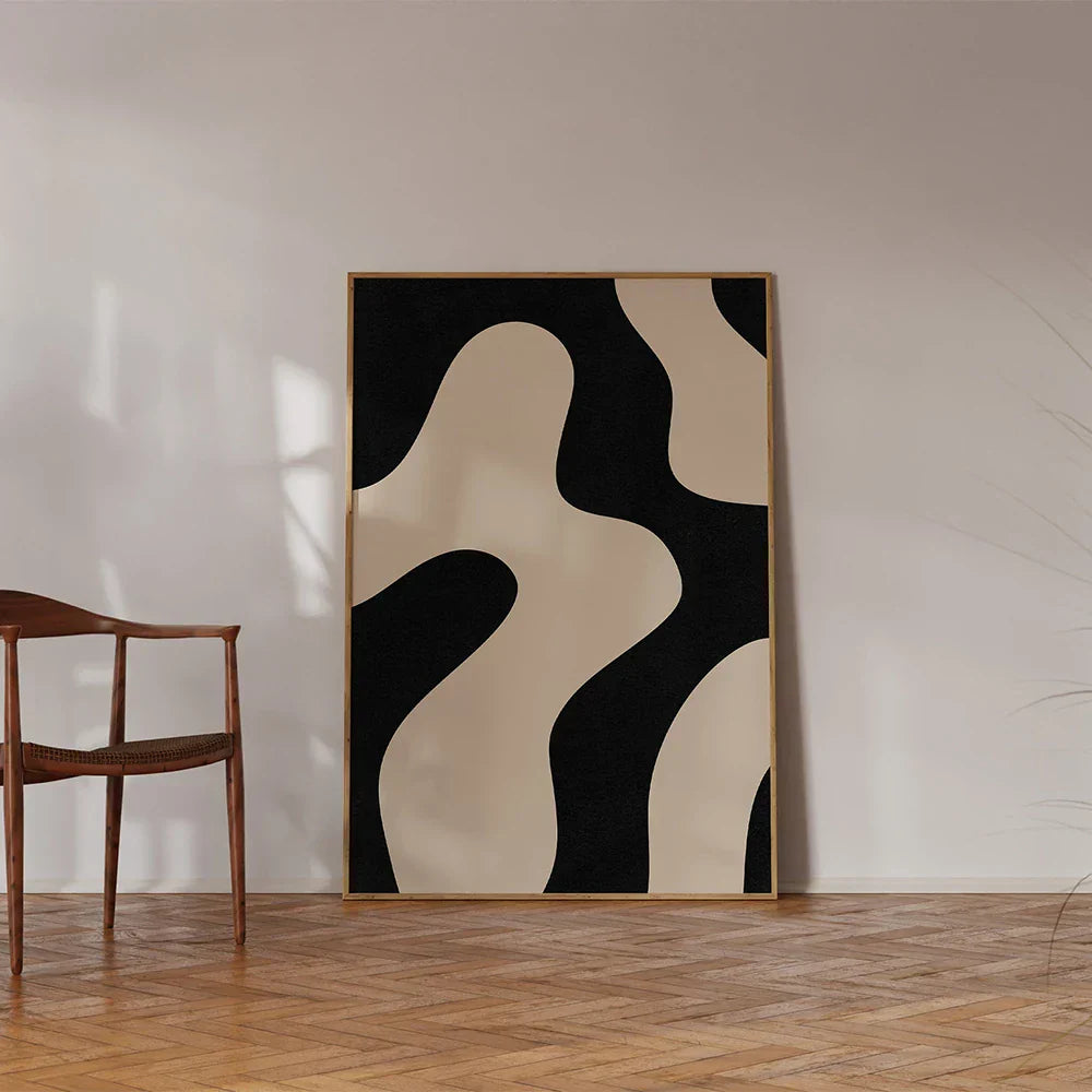 Moderne abstrakte formschöne schwarze minimalistische Wandkunst Fine Art Leinwanddrucke Bilder für moderne Wohnung Wohnzimmer Esszimmer Kunst Dekor | Karnz