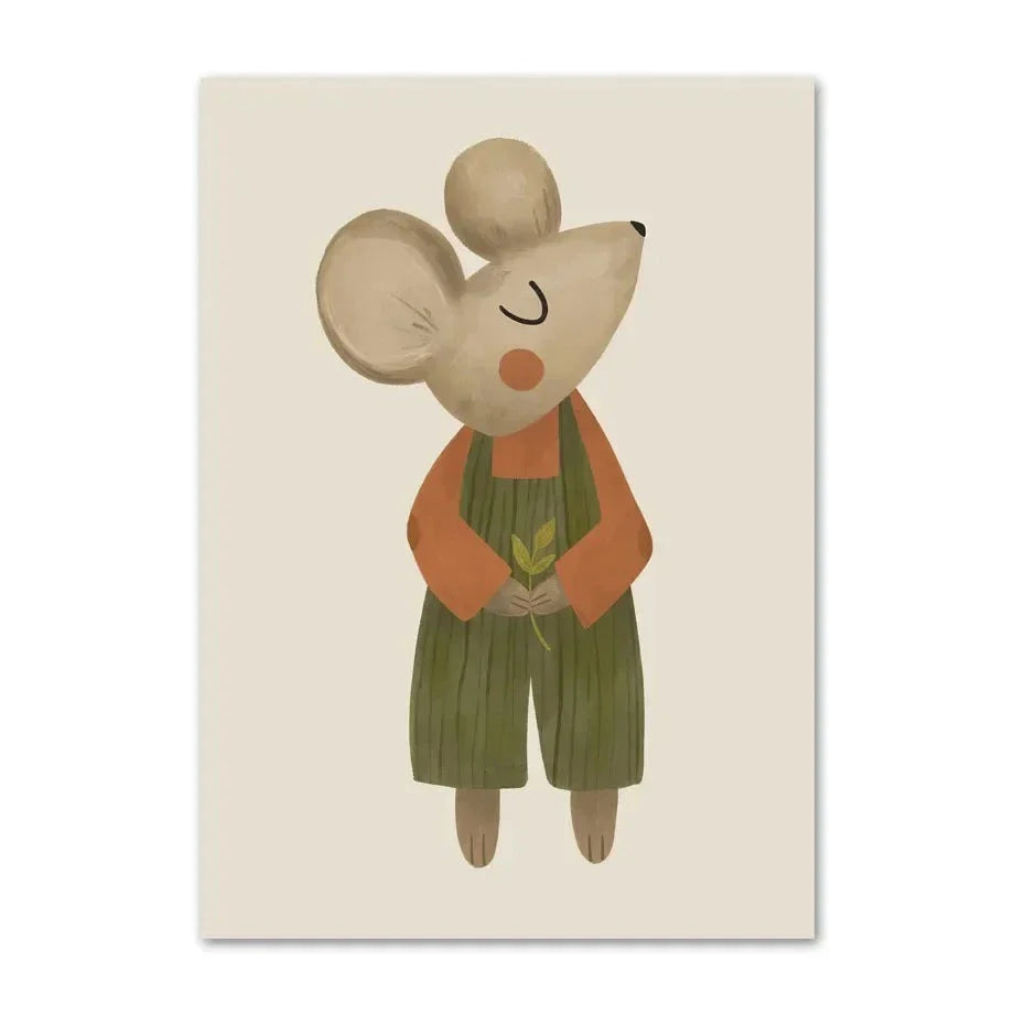 Niedliche Baby Tiere Kinderzimmer Wandkunst Illustrationen Fine Art Leinwanddrucke Gänse Maus Löwe Eisbär Poster Bilder für das Kinderzimmer Wanddekoration | Karnz