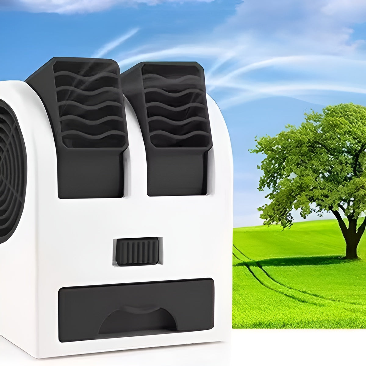 Dual-Outlet Turbo Kühlung Tisch Luftbefeuchter Ventilator | Karnz