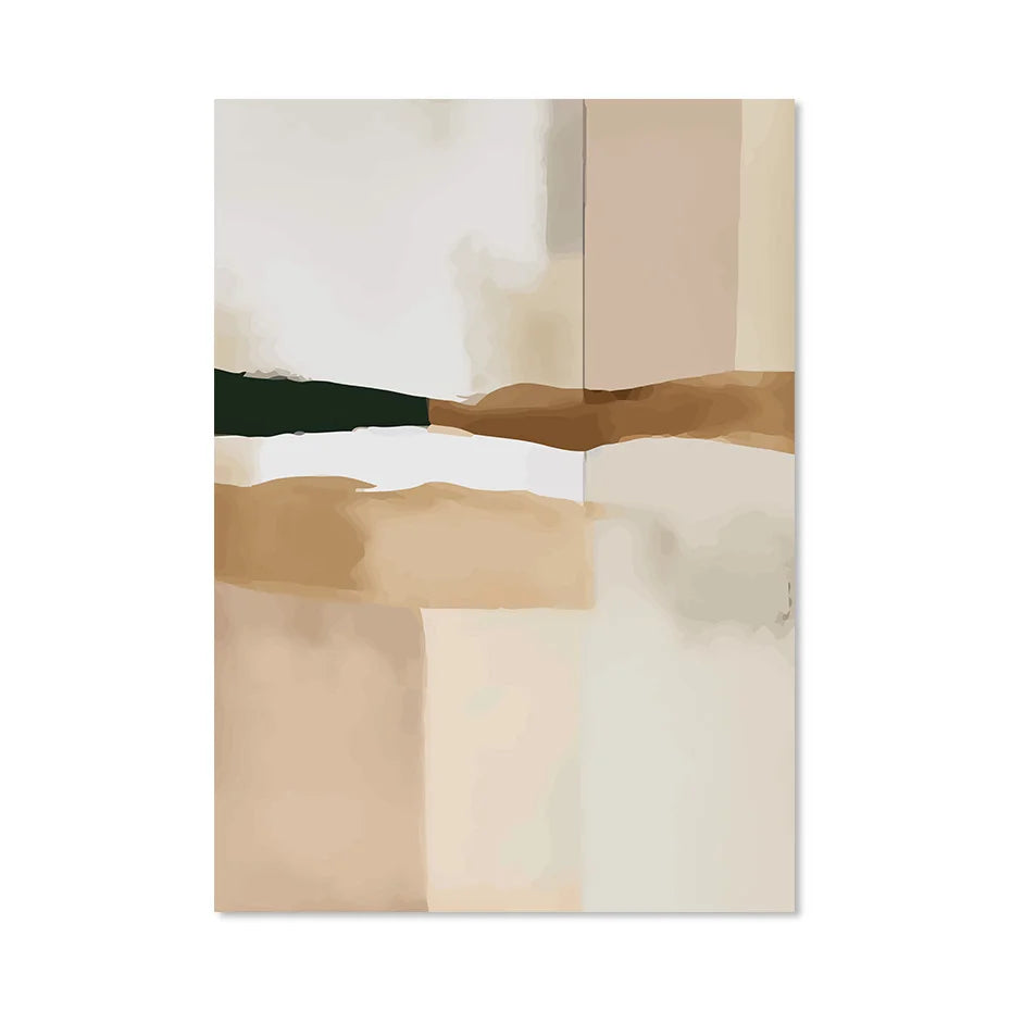 Neutrale Farbblock Beige Schwarz Wandkunst Fine Art Leinwanddrucke Moderne abstrakte Bilder für Wohn- und Schlafzimmer Kunstdekoration | Karnz
