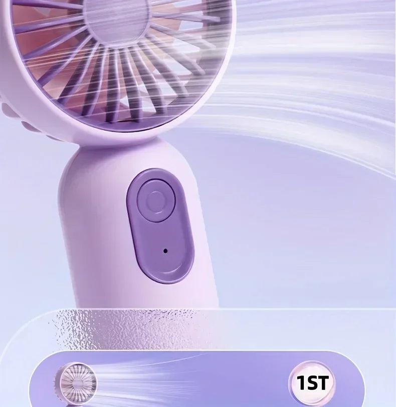 Mini Handheld USB Ventilator – 3-Geschwindigkeitsstarker Wind Tragbarer Tischventilator, Wiederaufladbar für Studenten, Büro, Outdoor, Reisen und Camping | Karnz